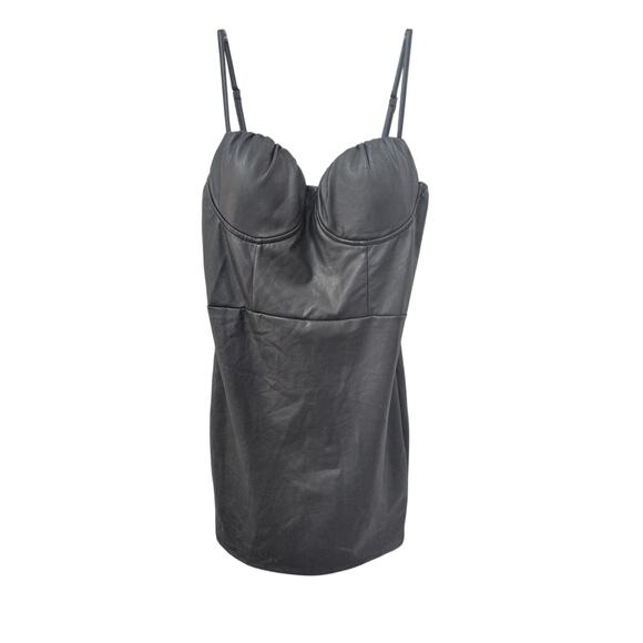 Shinestar Dresses & Skirts - Black Pleather Mini Dress | Size M | Adjustable Straps & Back Zip